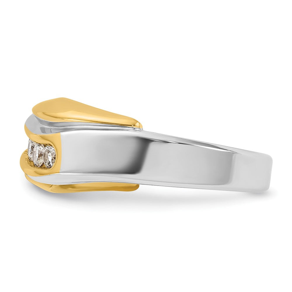 IBGoodman 14k Two-tone Men's Polished and Grooved Curved Bypass Ring Mounting