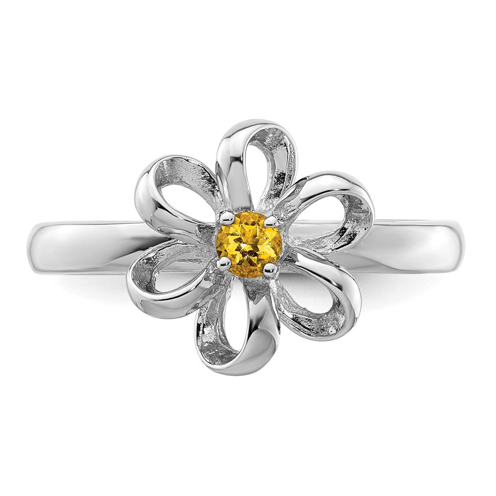 Sterling Silver Stackable Expressions Polished Citrine Flower Ring Size -6