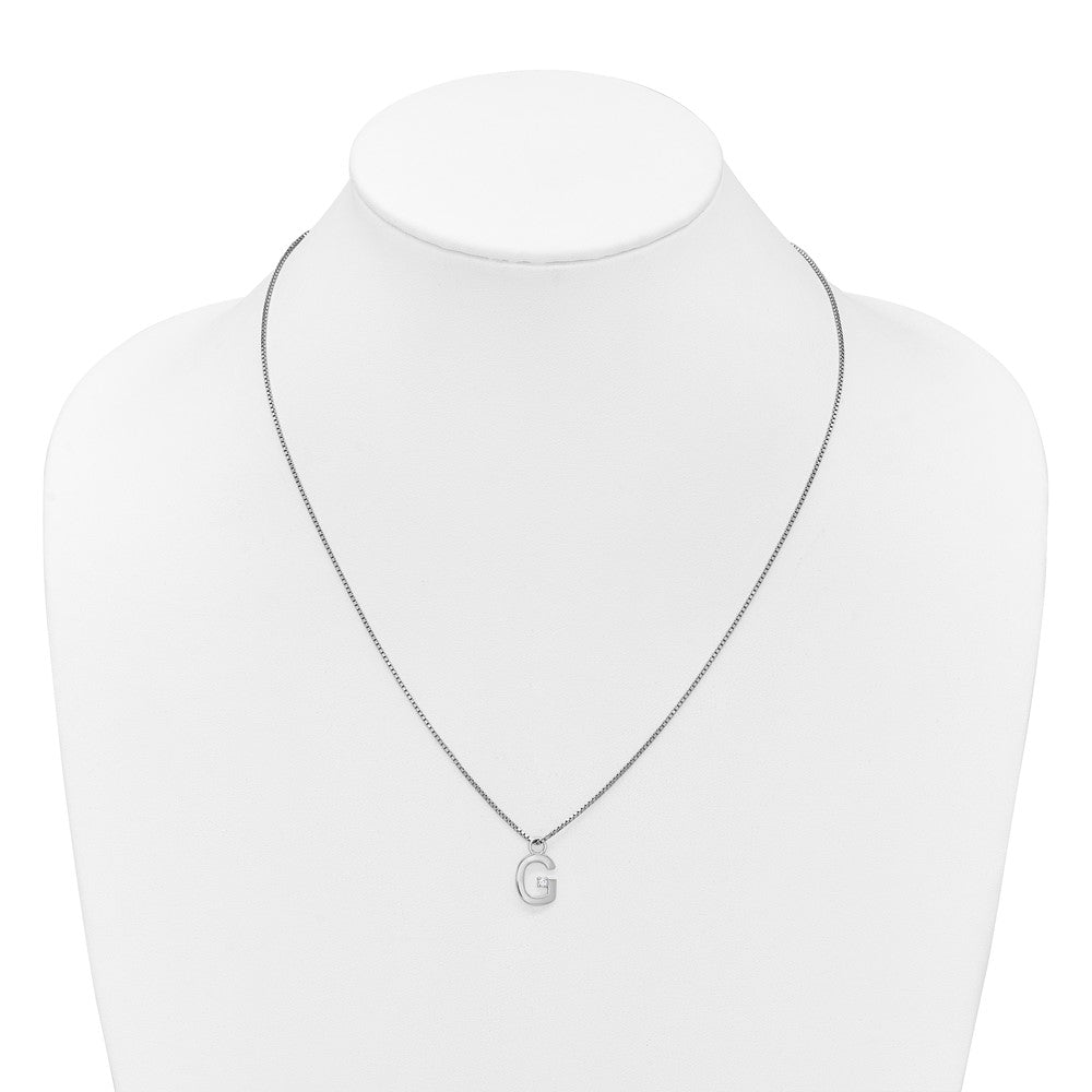 White Ice Sterling Silver Rhodium-plated 18 inch Diamond Letter G Initial Necklace plus 2 inch Extender 18 Inches