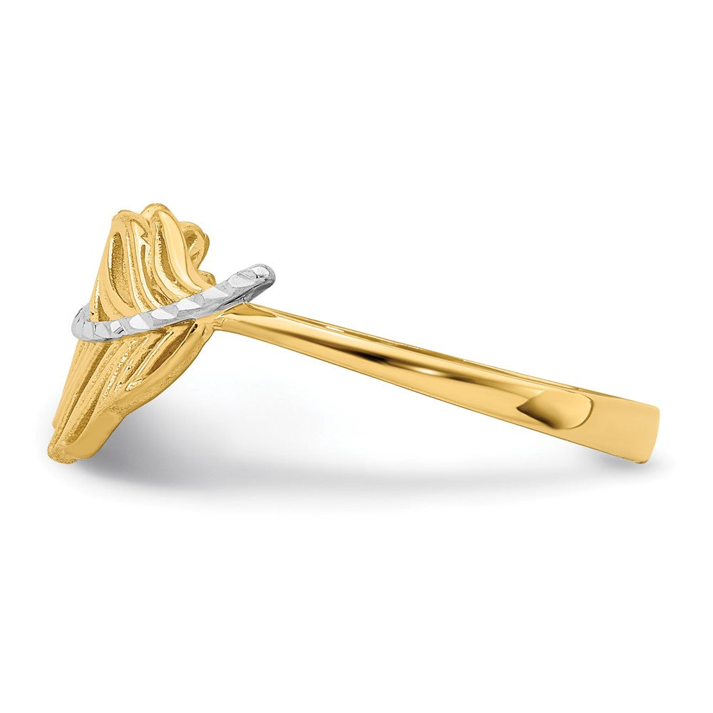 14K with White Rhodium Feather Ring Size 7