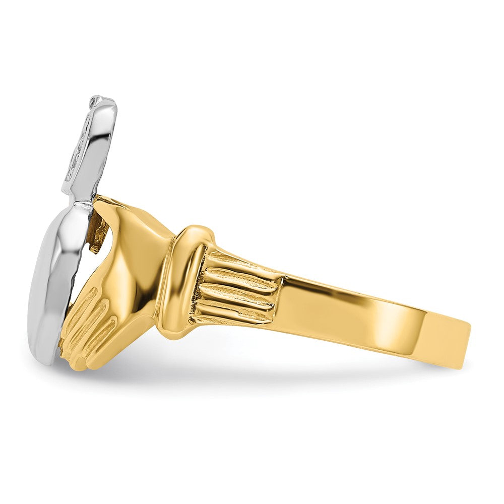 14k Mens Two-tone Claddagh Ring Size 9