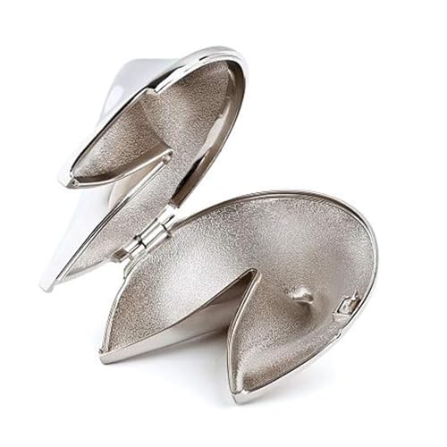 Silver-tone Hinged Fortune Cookie Shaped Box GM2162