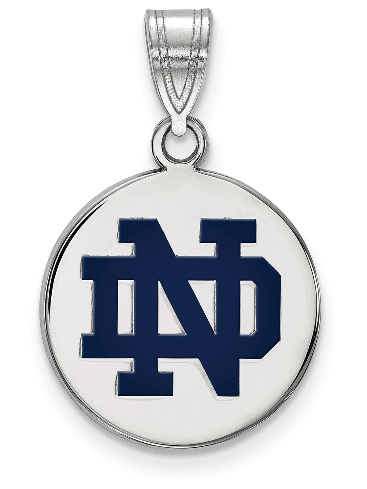 Logoart Sterling Silver University Of Notre Dame Medium Enamel Disc Pendant Female Adult