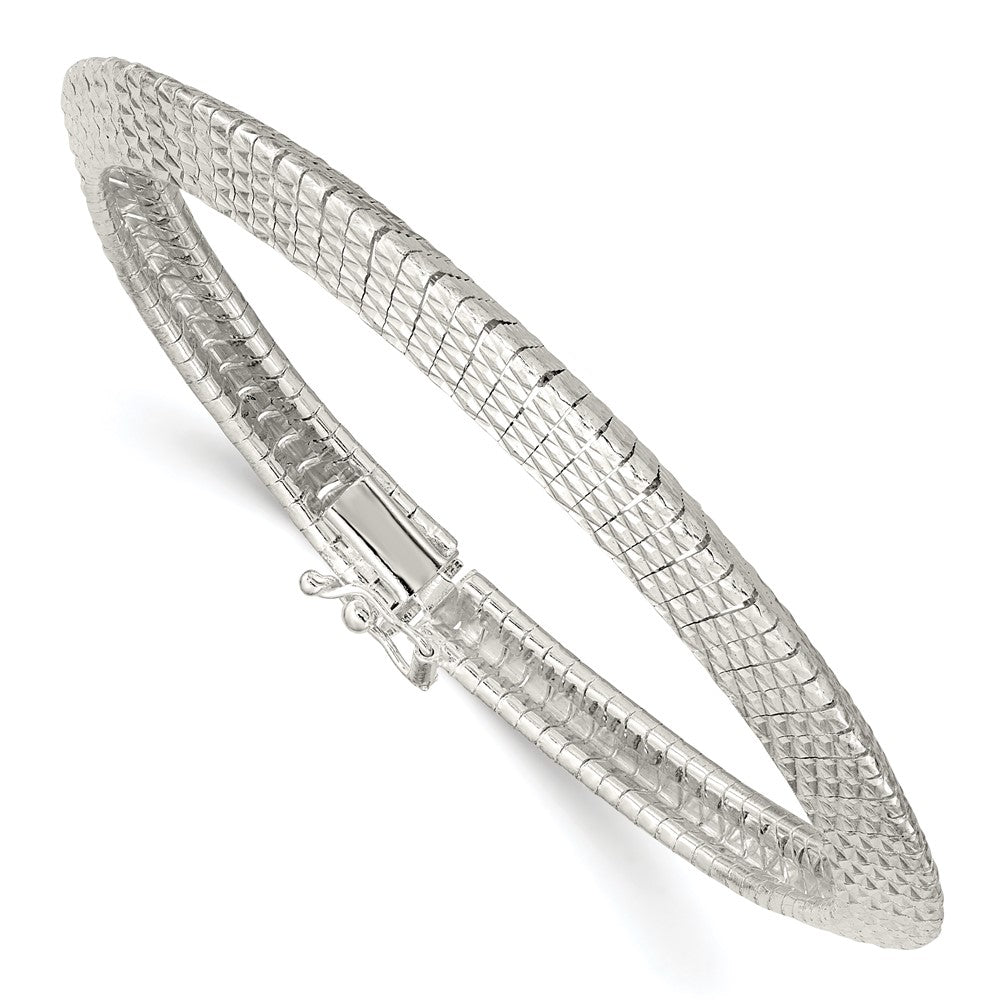 Sterling Silver 5.5mm Textured Knife-edge 7.5in Bracelet