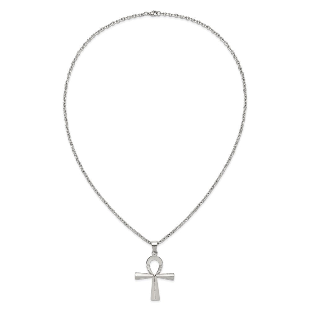 Stainless Steel Polished Ankh 25.5in Necklace
