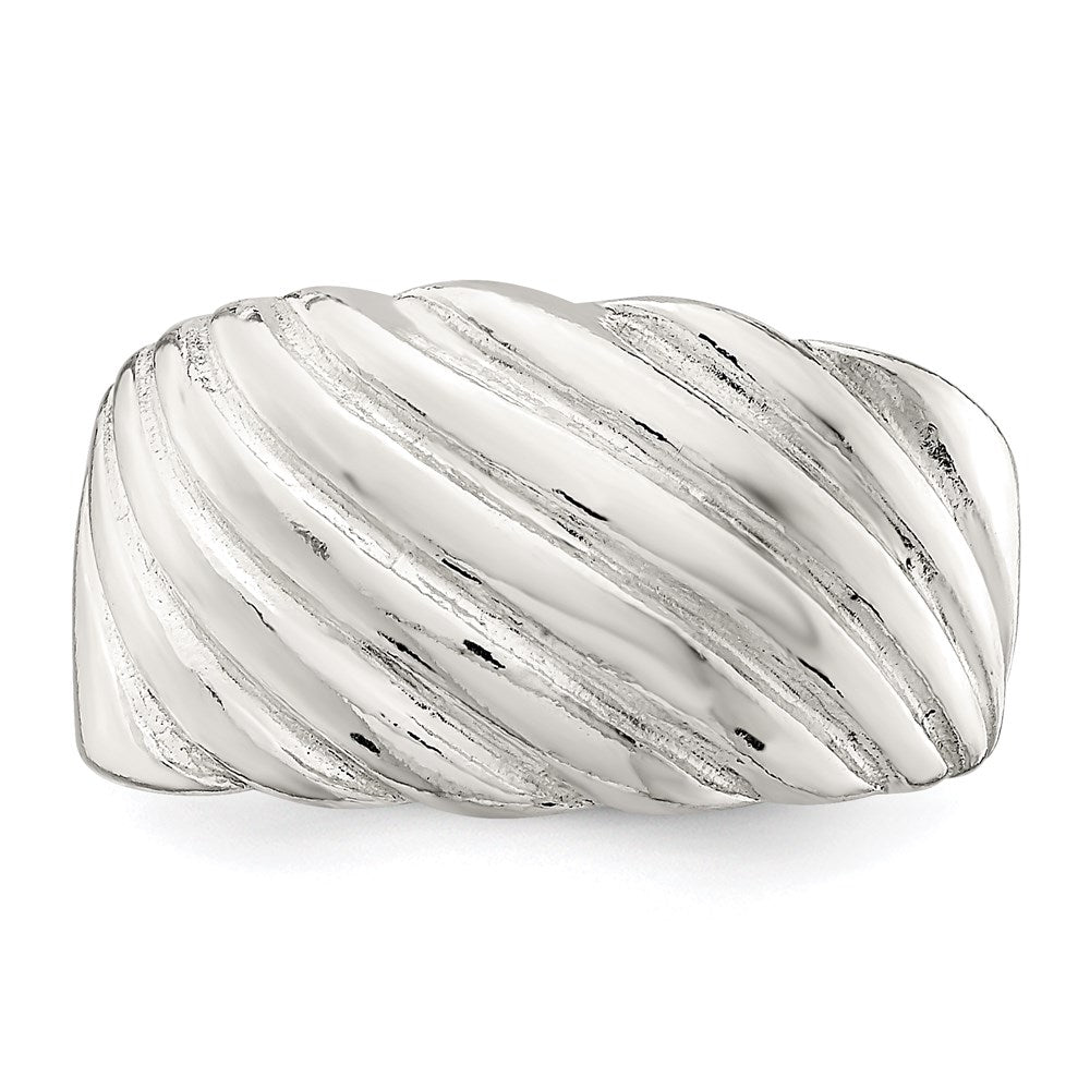 Sterling Silver Solid Fancy Ribbed Ring