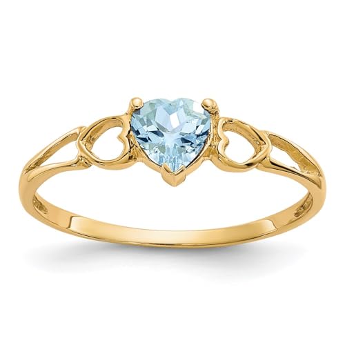 10k Polished Genuine Aquamarine Birthstone Ring