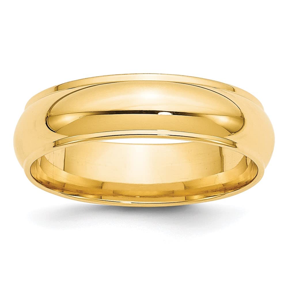 10k Yellow Gold 6mm Half Round with Edge Wedding Band Size 8