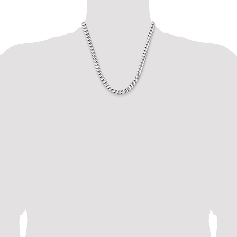 Sterling Silver Rhodium-plated 7.5mm Curb Chain 20 Inches