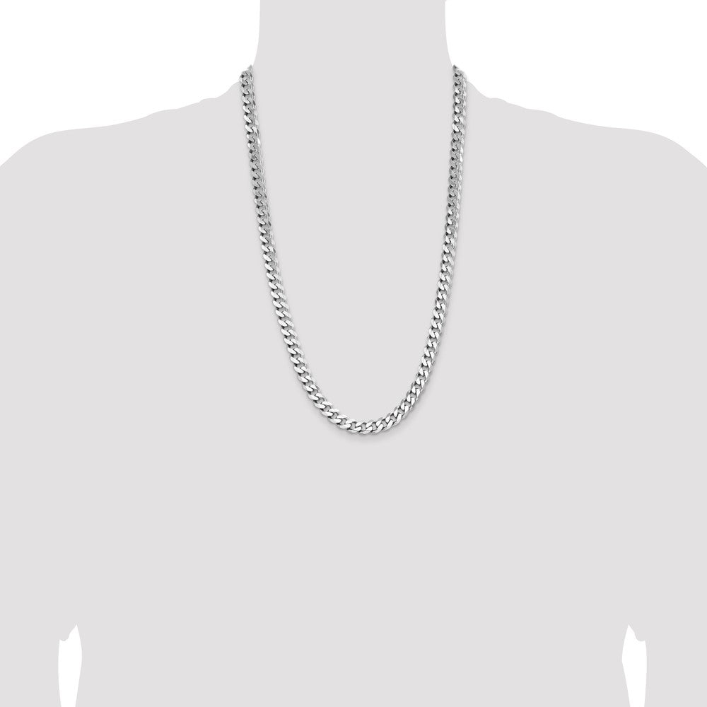 Sterling Silver Rhodium-plated 8.3mm Curb Chain 26 Inches