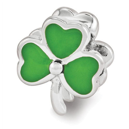 Sterling Silver Reflections Enameled Crystal Shamrock Bead