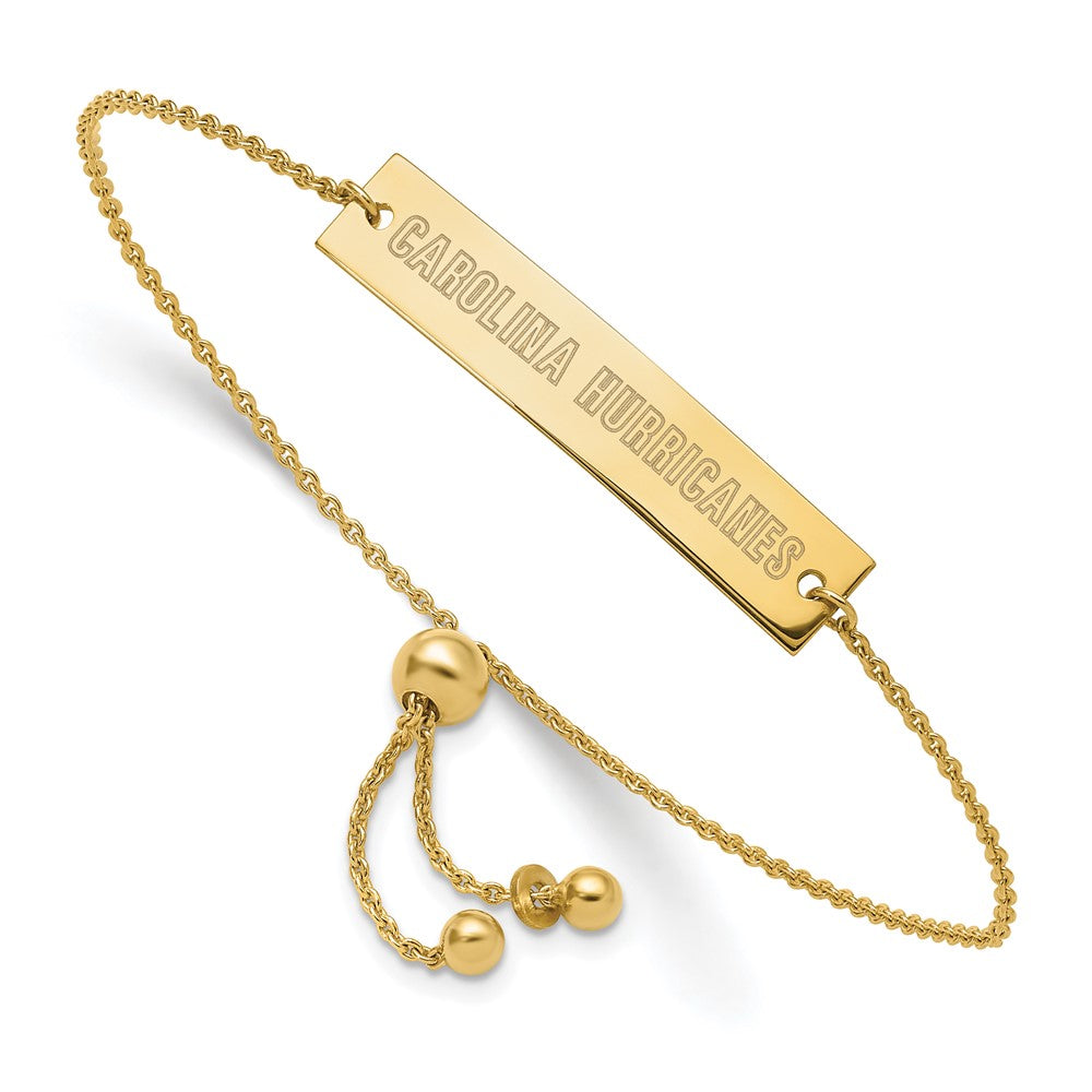 Sterling Silver Gold-plated NHL LogoArt Carolina Hurricanes Small Bar Adjustable 9 inch Bracelet