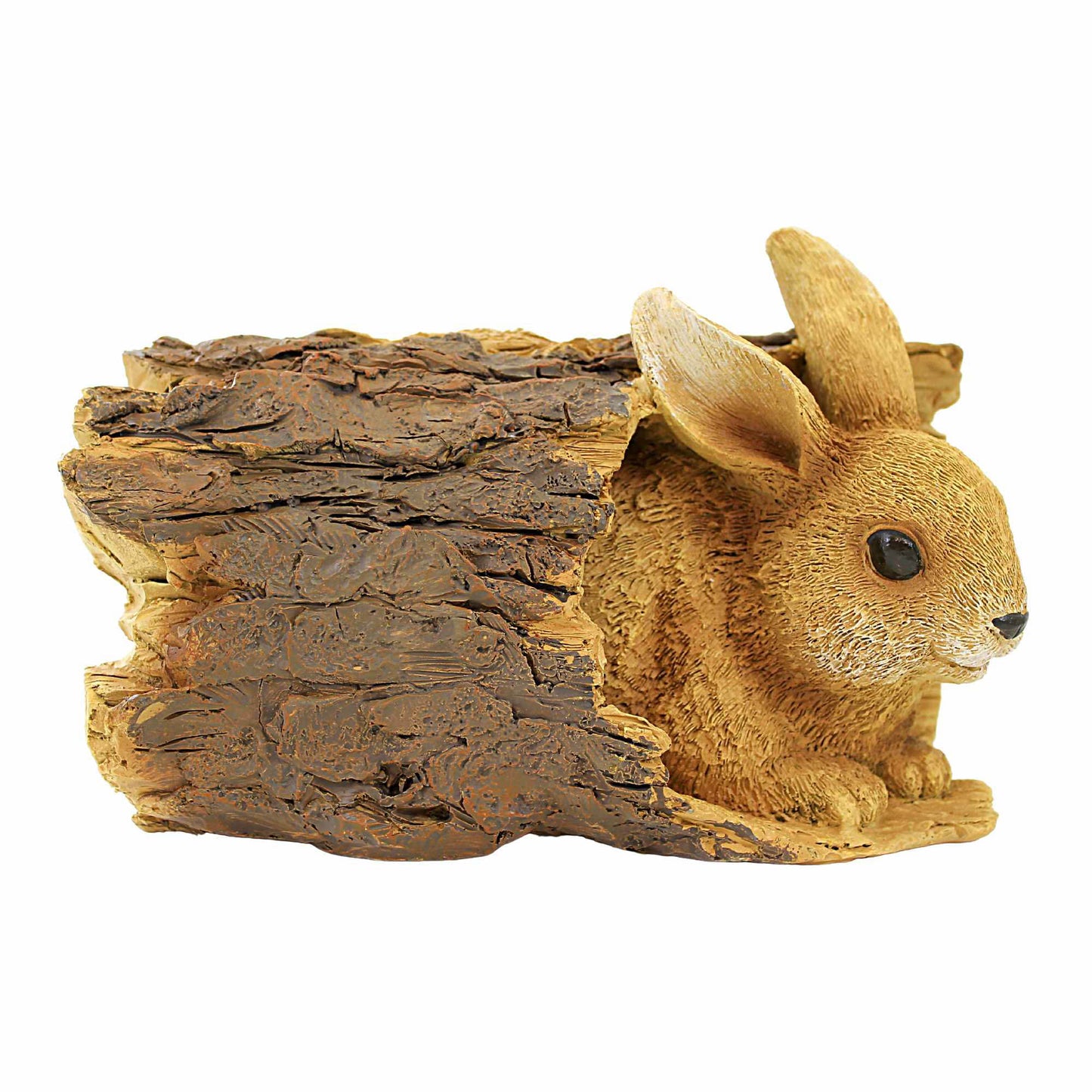 Roman Bunny In Tree Log - One Figurine 6.5 Inch, Polyresin - Brown Rabbit Tree Bark 14375