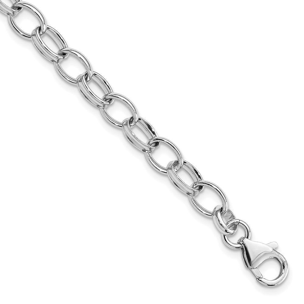 Amore La Vita Sterling Silver Rhodium-plated Polished 5mm 7.5 inch with Fancy Lobster Clasp Charm Bracelet 7.5 inches