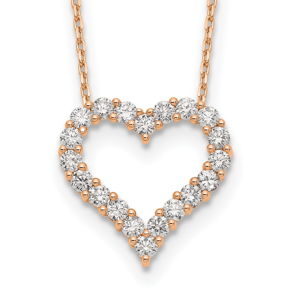 True Origin 14k Rose Gold 1 1/2 carat Lab Grown Diamond VS DEF 18 inch Open Heart Pendant Necklace