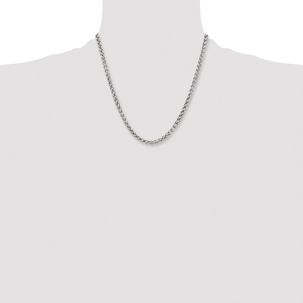 Stainless Steel Polished 5mm 20in Wheat Chain