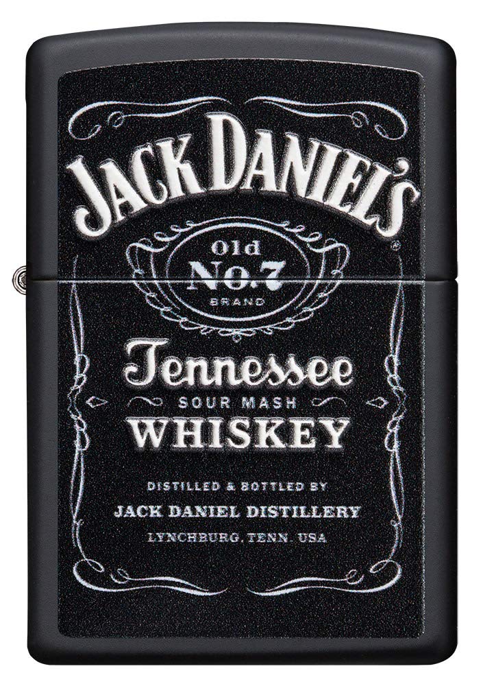Zippo Jack Daniels Black Matte Texture Lighter - Stylish & Officially Branded