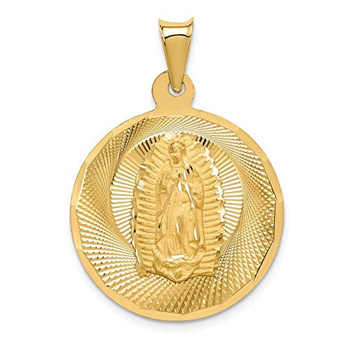14K Polished D/C Lady Of Guadalupe Circle Pendant
