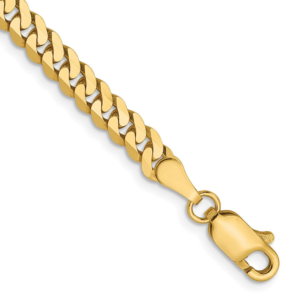 14K 3.9mm Flat Beveled Curb Chain 7  inches