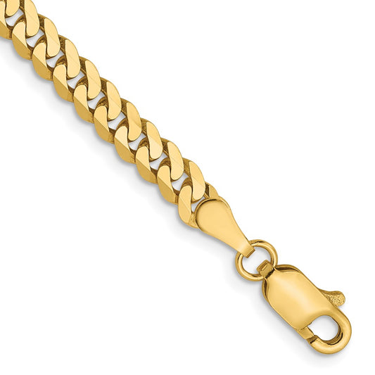 14K 3.9mm Flat Beveled Curb Chain 7  inches