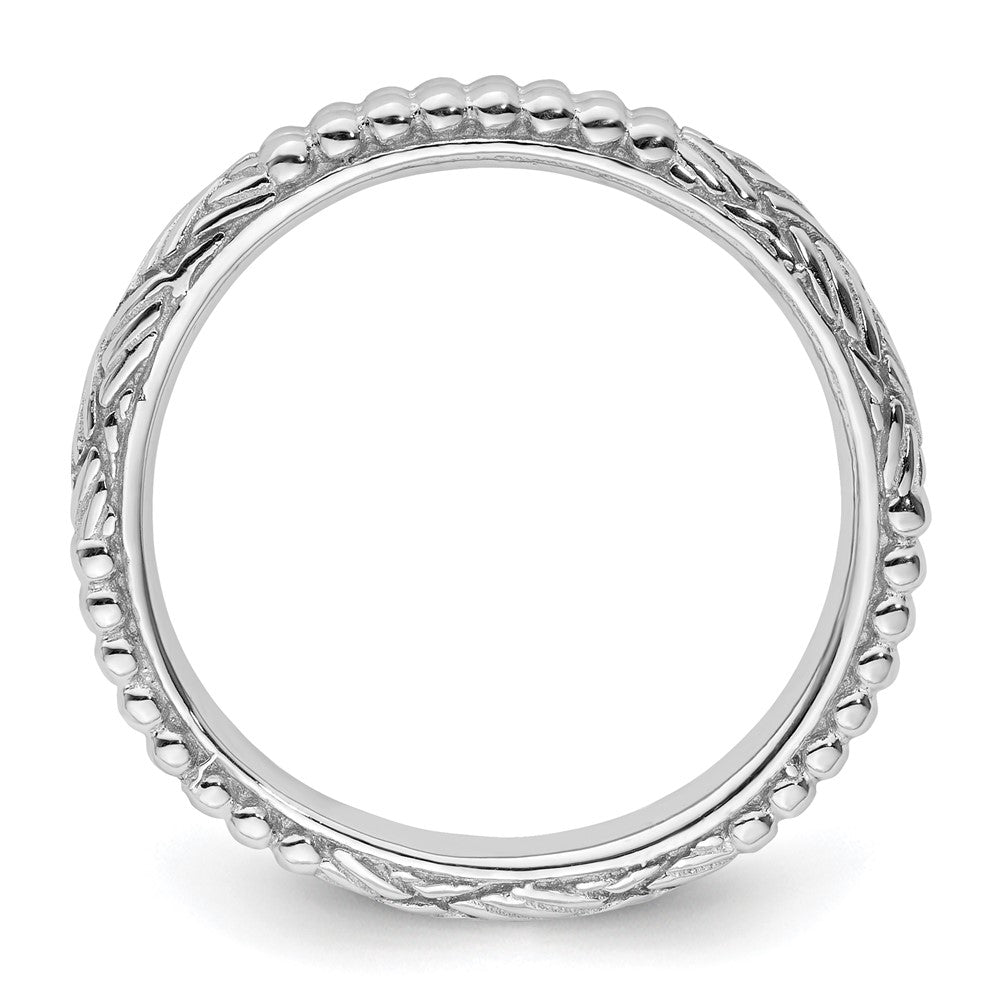 Sterling Silver Stackable Expressions Rhodium-plated Patterned Ring Size -6