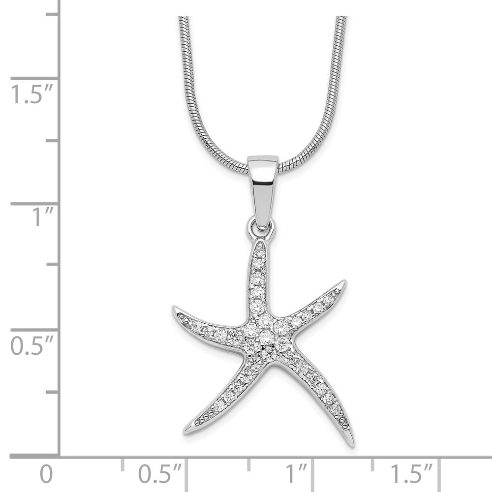 Brilliant Embers Sterling Silver Rhodium-plated 31 Stone 18 inch Micro Pav‚ CZ Starfish Necklace with 2 Inch Extender 18 Inches