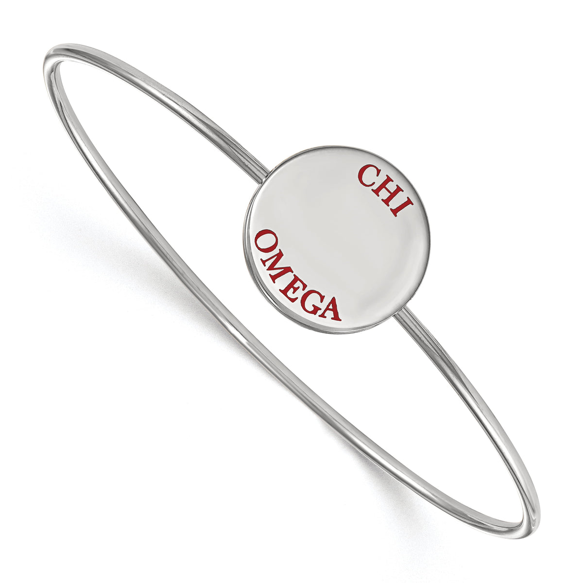 Sterling Silver Official Licensed Greek Sororities 7in Chi Omega (??) Enameled Slip-on Bangle