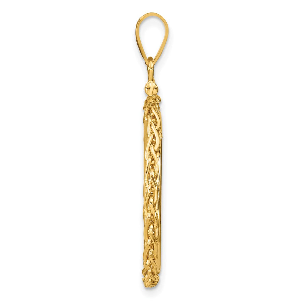 Wideband Distinguished Coin Jewelry 14k Polished Wheat Chain 22.0mm x 1.9mm Screw Top Coin Bezel Pendant