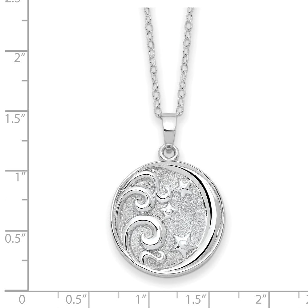 Sentimental Expressions Sterling Silver Rhodium-plated Antiqued Goodnight Ash Holder 18 Inch Necklace 18 Inches