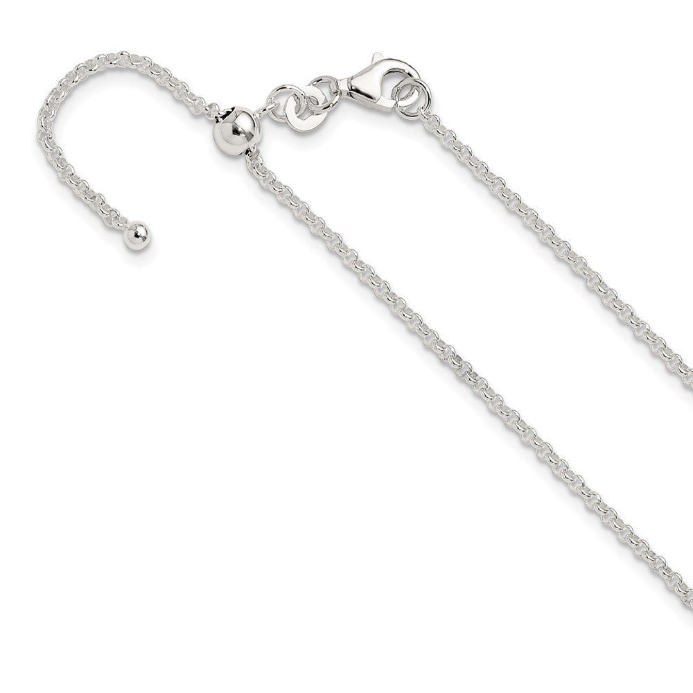Sterling Silver Polished Adjustable Necklace 24 Inches