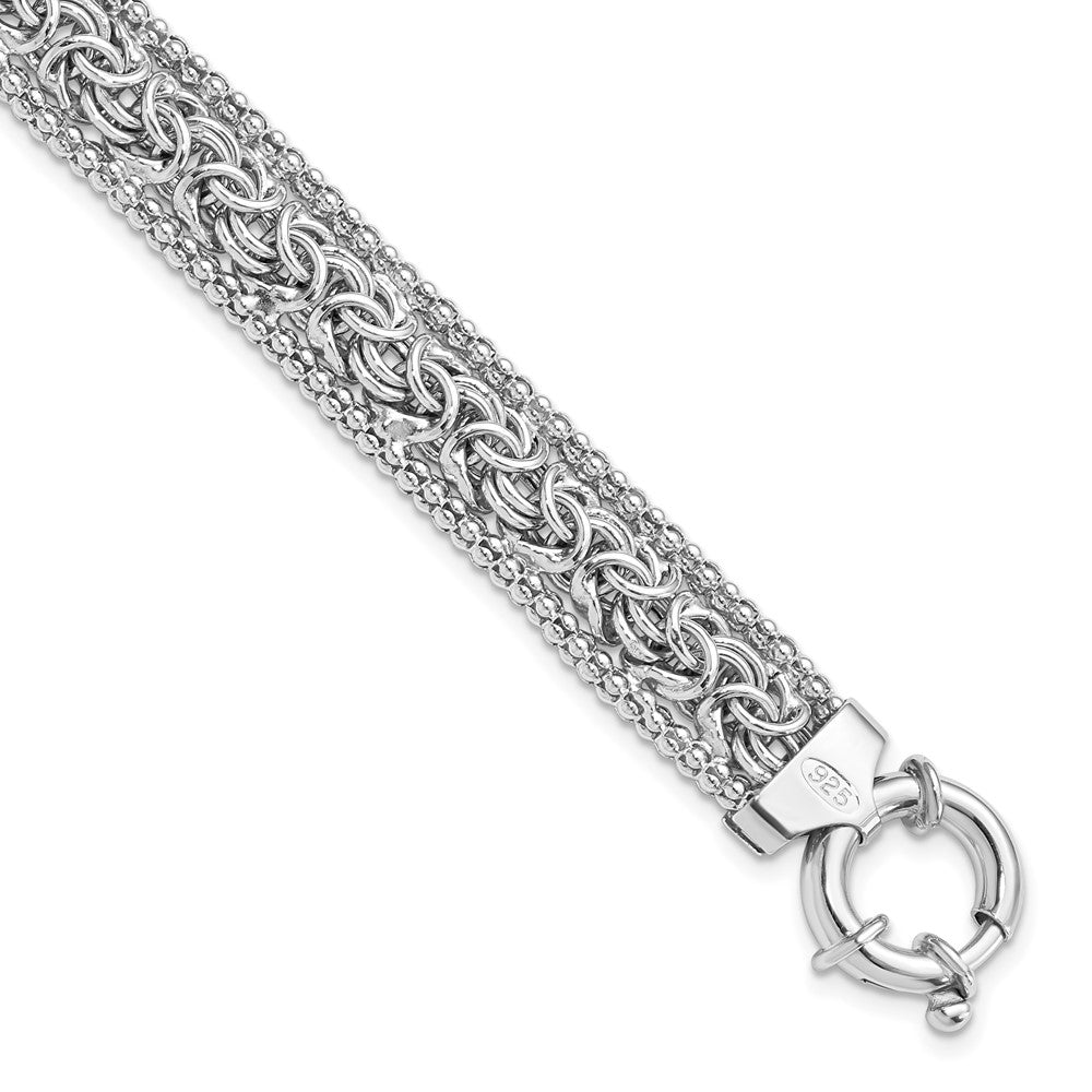 Sterling Silver RH-plated Polished Bracelet 7.5  inches