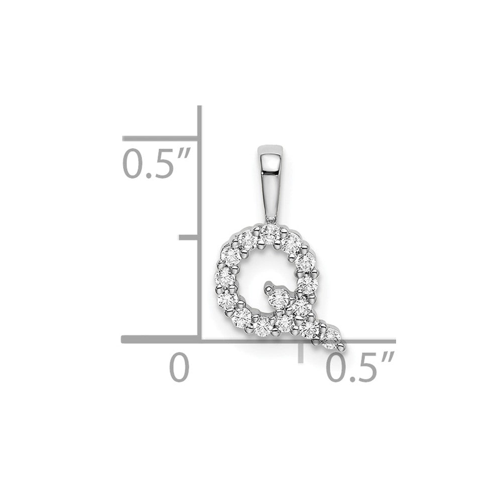 14k White Gold 1/6 carat Lab Grown Diamond VS/SI+ G+ Letter Q Initial Pendant