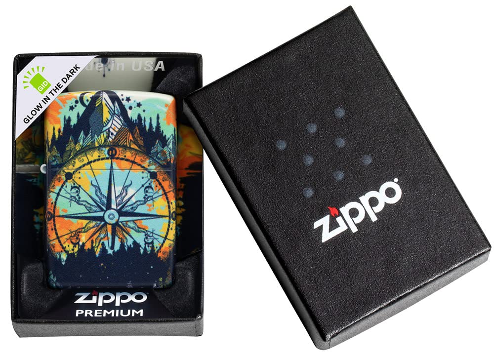Zippo Compass Mountain Design 540 Color Glow-in-the-Dark Pocket Lighter