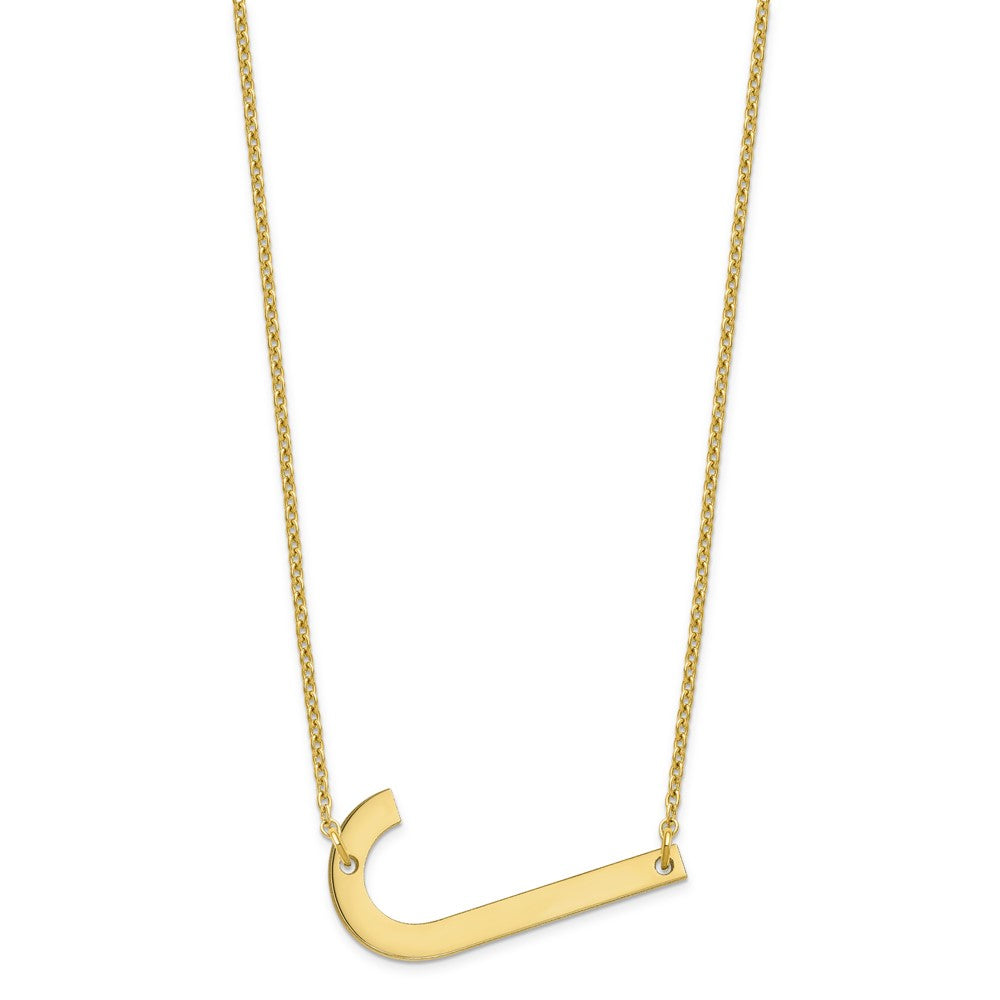 Sterling Silver Gold Plated Polished Large Letter J Necklace