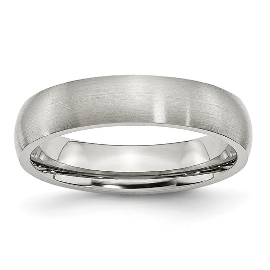 Stainless Steel Brushed 5mm Half Round Band Size - 9