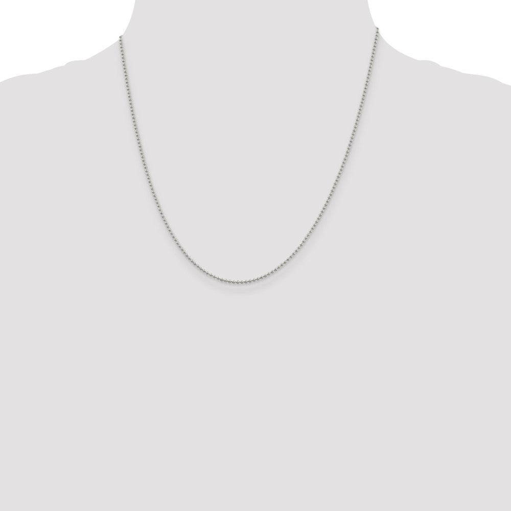 Sterling Silver 1.5mm Beaded Chain 20 Inches