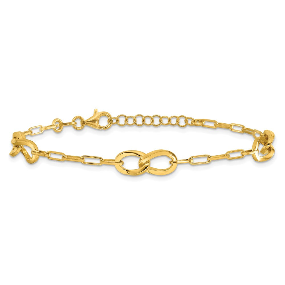Sterling Silver Gold-plated Fancy Link with 1in ext. Bracelet 7.5  inches