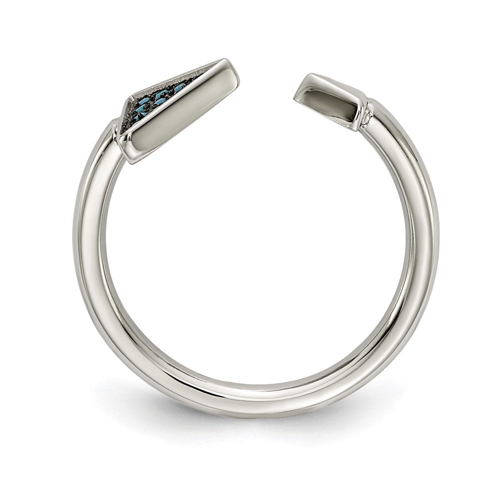 Stainless Steel Polished with Reconstructed Turquoise Triangle Ring Size - 6