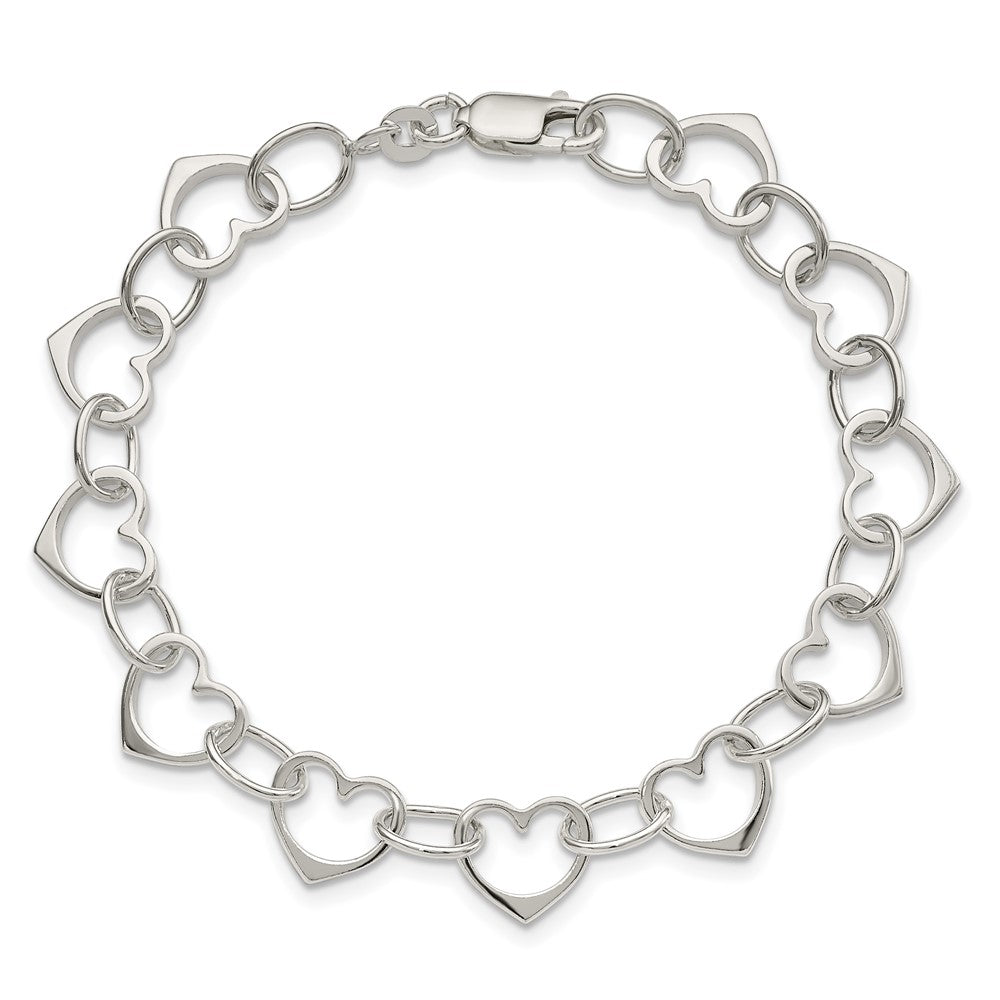 Sterling Silver Heart Link Bracelet 7 inches