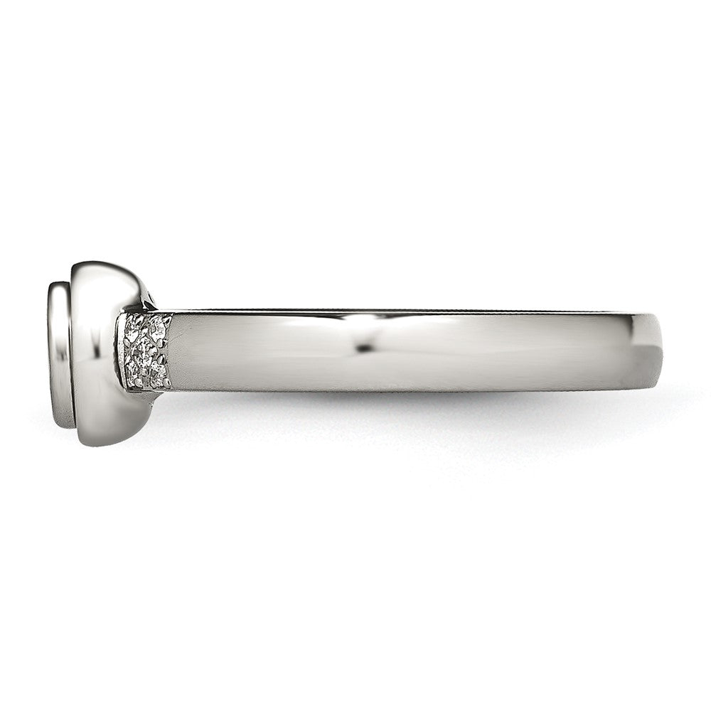 Stainless Steel Polished CZ Ring Size - 9