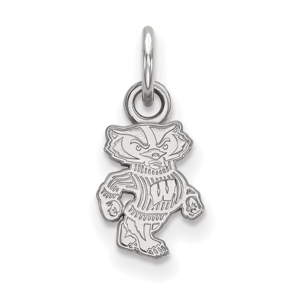 Sterling Silver Rhodium-plated LogoArt University of Wisconsin Badger Extra Small Pendant QSS043UWI