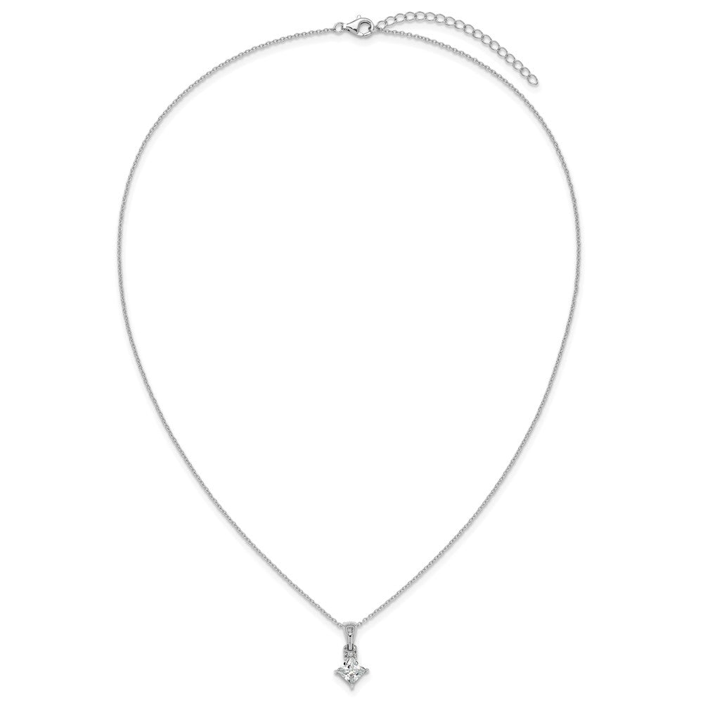 Cheryl M Sterling Silver Rhodium-plated Polished Fancy CZ Link with 2 Inch Extension Necklace 18 Inches