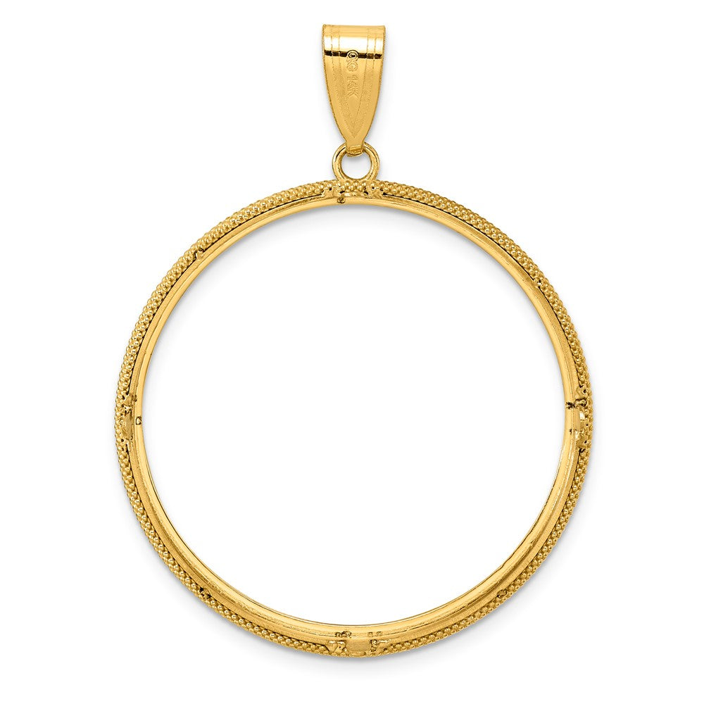 14k Polished Popcorn with 32.0mm Prong Coin Bezel Pendant
