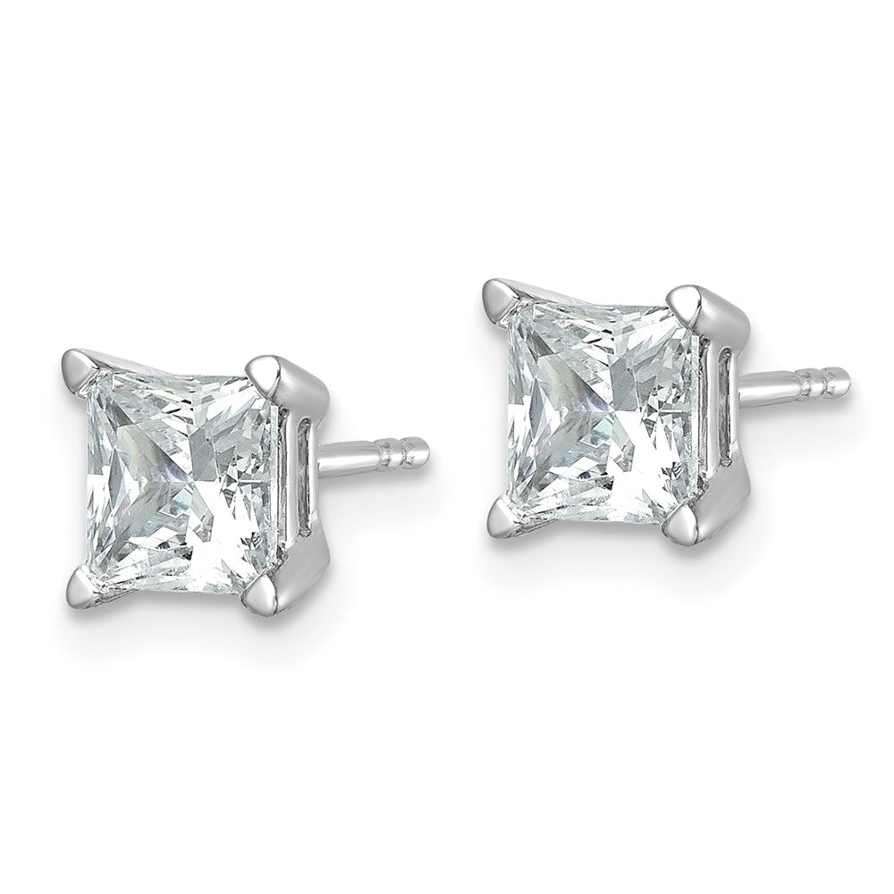 14k White Gold 2 ctw Lab Grown Diamond VS/SI+ G+ Princess 4 Prong Heavy Wt. Stud Earrings