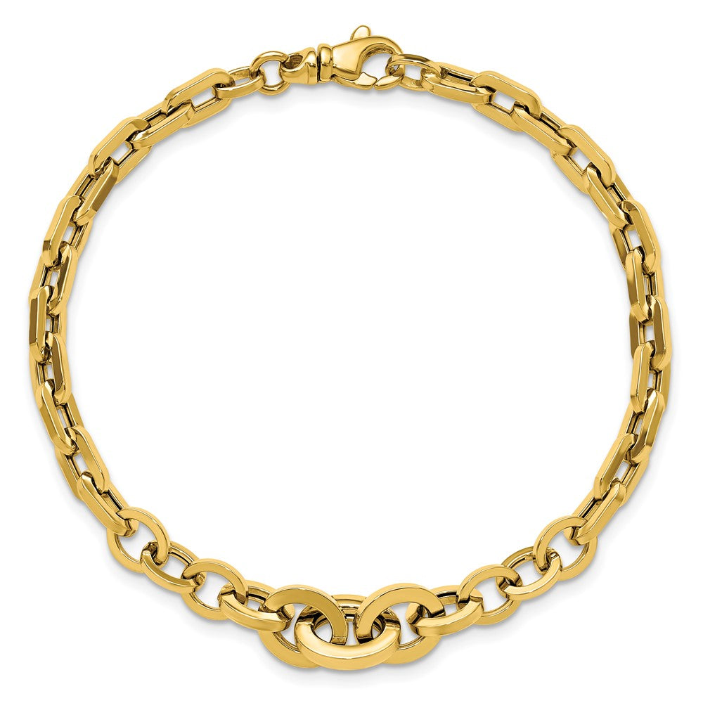 14K Polished Fancy Graduated Link Bracelet 7.5  inches