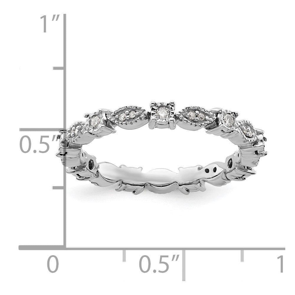 Sterling Silver Stackable Expressions Polished Diamond Ring Size -6