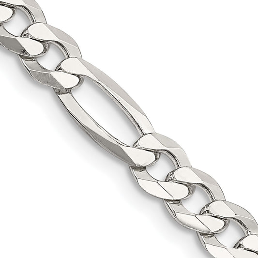 Sterling Silver 5.5mm Lightweight Flat Figaro Chain 22 Inches