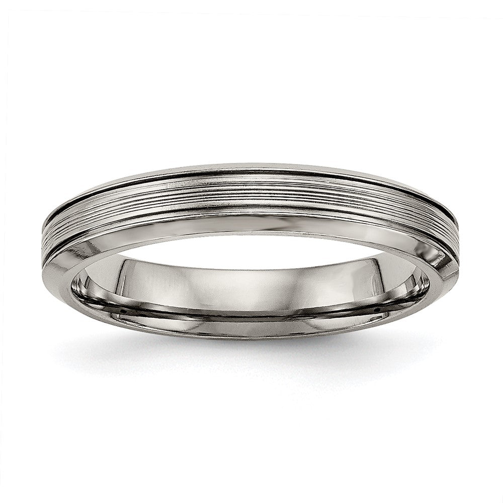 Titanium Polished 3.75mm Grooved Comfort Fit Band Size - 7.5