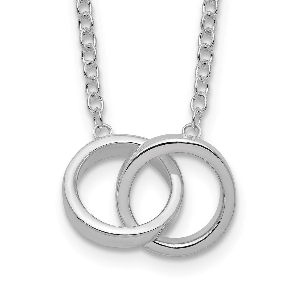 Sterling Silver Polished 2-Rings Necklace 18 Inches