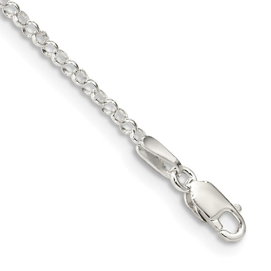 Sterling Silver 2mm Rolo Chain Anklet 9 inches